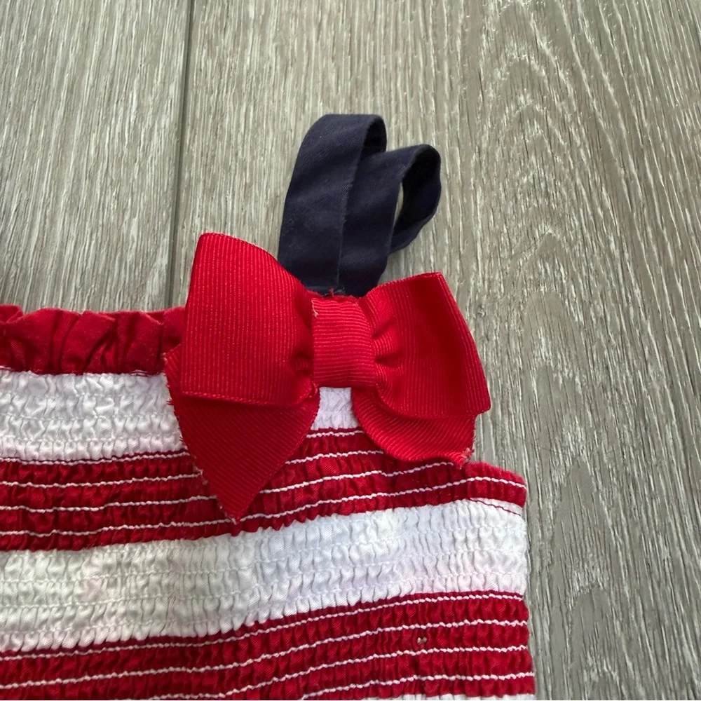 GYMBOREE SLEEVELESS SMOCKED ROMPER 4TH OF JULY AMERICANA FLAG 3-6MO